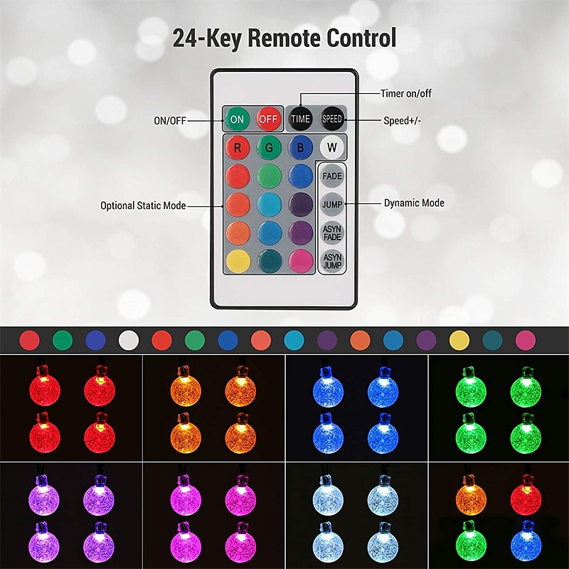 Solar Globe String Lights Outdoor 6M 30 LED Color Changing Solar String Lights with Remote Waterproof Crystal Ball Christmas Solar Patio Lights for Garden Gazebo Porch Yard Bistro4