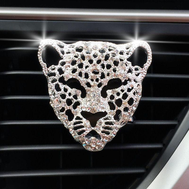 Leopard Head Car Air Outlet Perfume Clip  Car Air Vent Perfume Clip Set Diamond Money Leopard Car Air Vent Aromatherapy Creative Car Interior Jewelry2