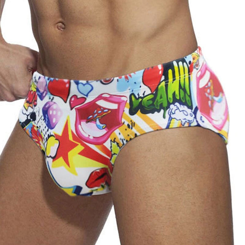 Men's Swimwear Swim Shorts Shorts Swim Briefs Print Character Comfort Breathable Outdoor Daily Going out Sports Hawaiian White2