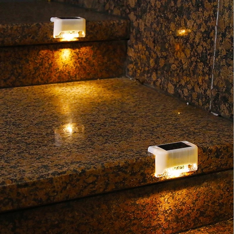 4pcs Solar Fence Lights Outdoor Waterproof Garden Light Courtyard Fence Steps Balcony Walkway Holiday Decoration Lighting Solar Night Lamp4