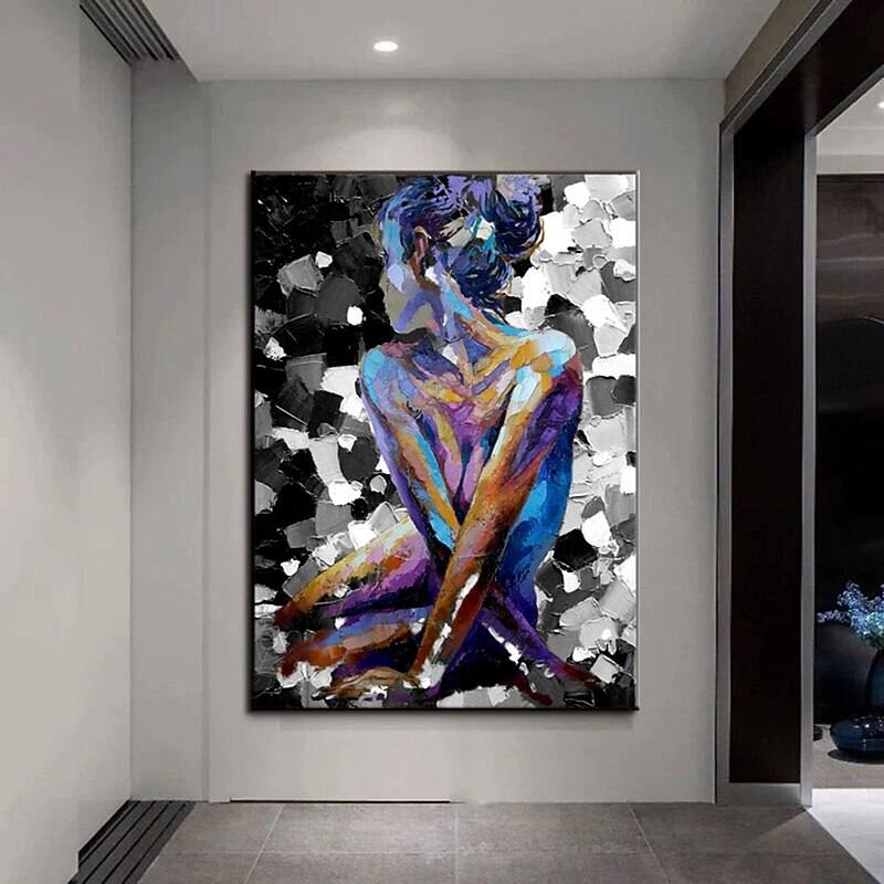 Handmade Hand Painted Oil Painting Wall Modern Abstract Painting Canvas Nude Lady Painting Home Decoration Decor Rolled Canvas No Frame Unstretched2