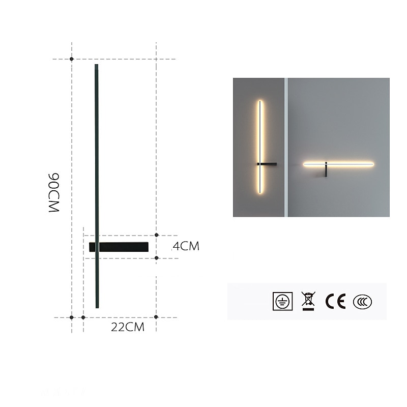 Outdoor LED Wall Light Waterproof IP65 35" Wall Mount Lighting Fixture Rectangular Black Elegant Frosted White Acrylic Anti Rust Warm White 85-265V2