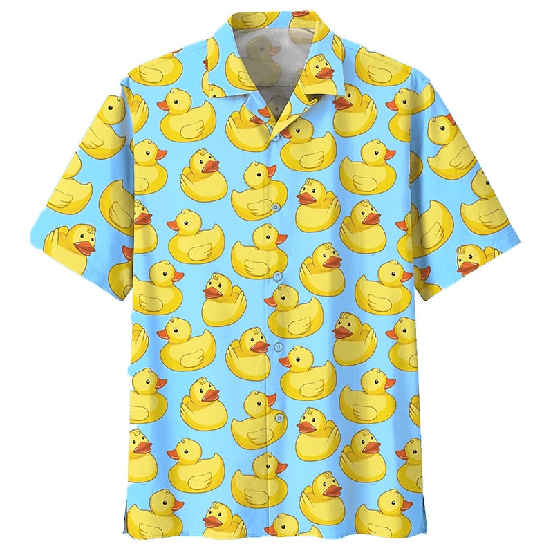 Men's Tropical Duck Shirt Summer Hawaiian Shirt Aloha Shirt Short Sleeve Shirt Cuban Collar Sports Fashion Streetwear Casual Hawaiian Holiday Light Yellow Yellow Pink S M L3