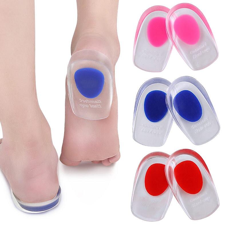 1pair Soft Silicone Gel Insoles For Heel Spurs Pain Relief Foot Cushion Foot Massager Care Heel Cups Shoe Pads Height Increase Insoles2