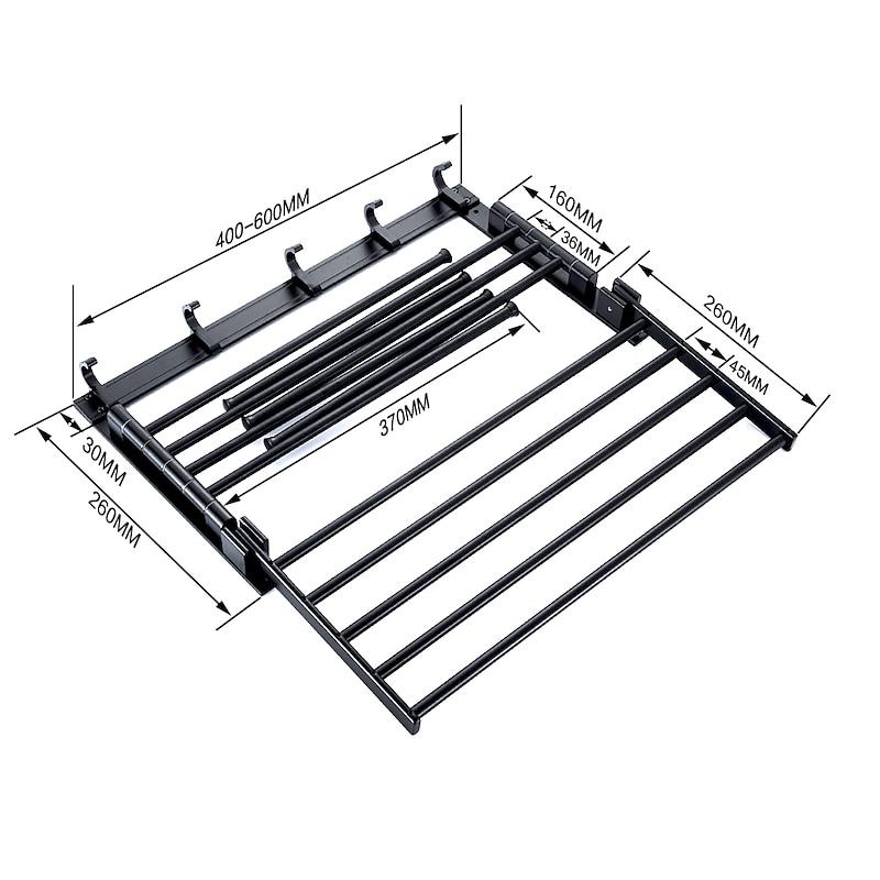 Stainless Steel Towel Rack,Bathroom Towel Rack with Shelf,Foldable Towel Shelf with Movable Hooks Rustproof Towel Storage Wall Mount for Bathroom Lavatory Matte Black2