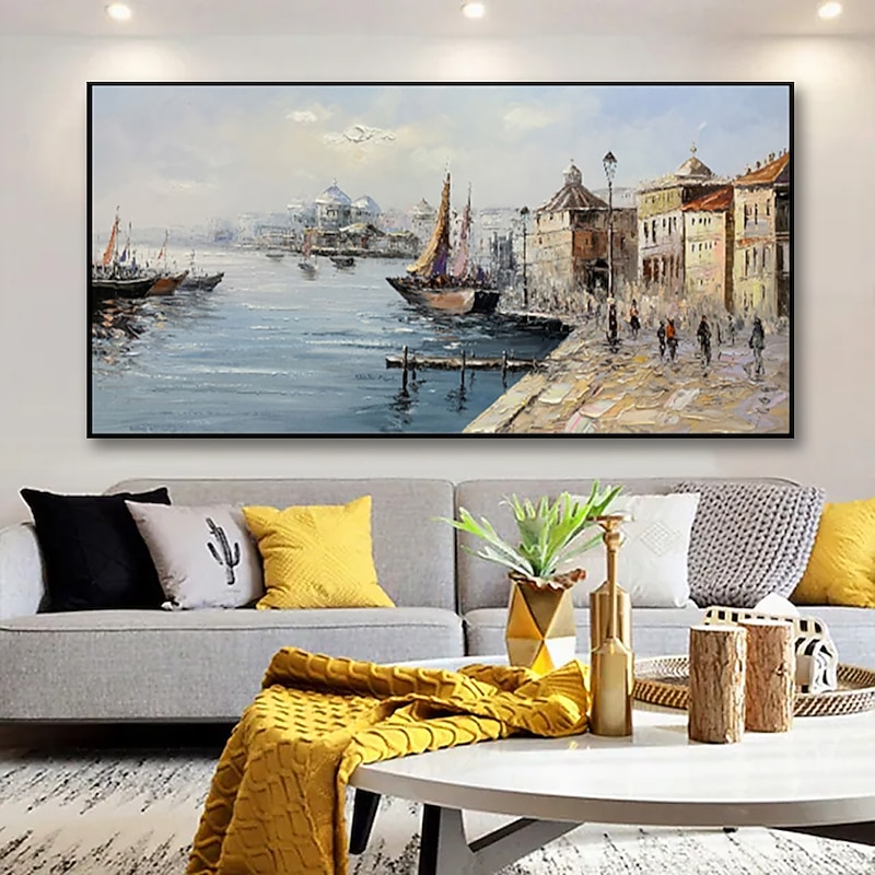 Handmade Oil Painting canvas Wall Art Decoration Retro russian Buildings Landscape Street View Seascape for Home Decor Rolled Frameless Unstretched Painting4