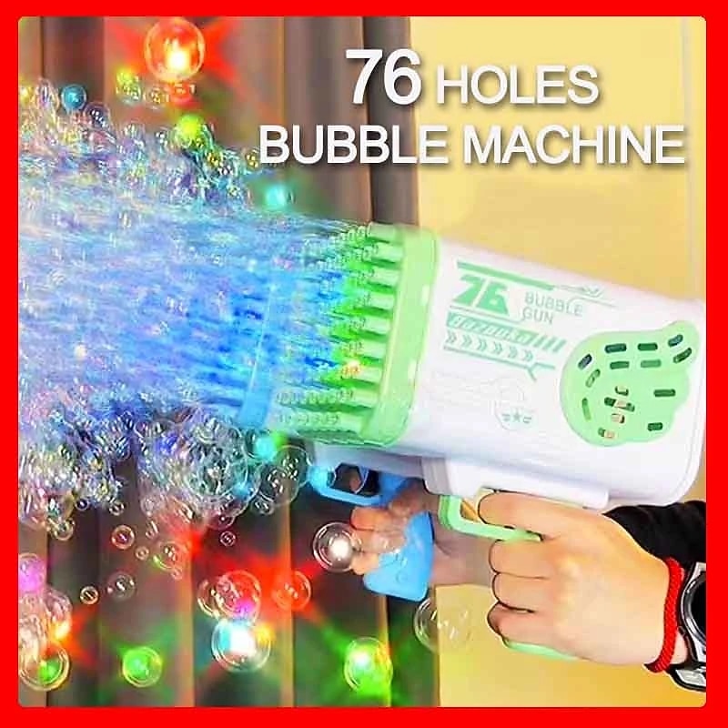 Bubble Gun Rocket  Holes Soap Bubbles Machine Gun Shape Automatic Blower With Light Toys For Kids Pomperos Childrens Day Gift3