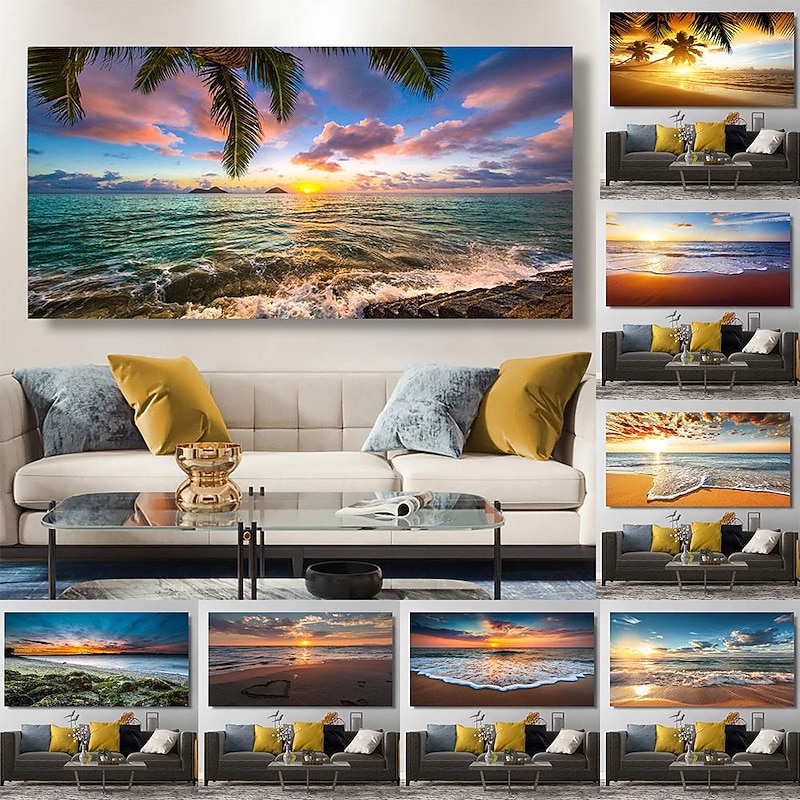 Natural Modern Seascape Wall Pictures Landscape Beach Sea Ocean Canvas Painting Wall Art Posters for Living Room Decor Cuadros