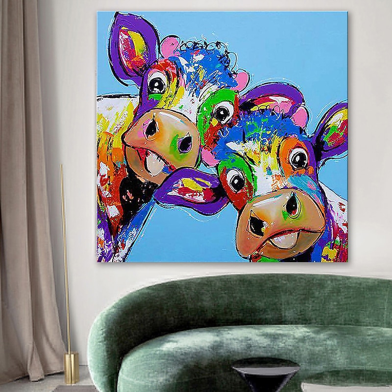 Nursery Oil Painting Hand Painted Animals Abstract Modern Contemporary Stretched Canvas With Stretched Frame4