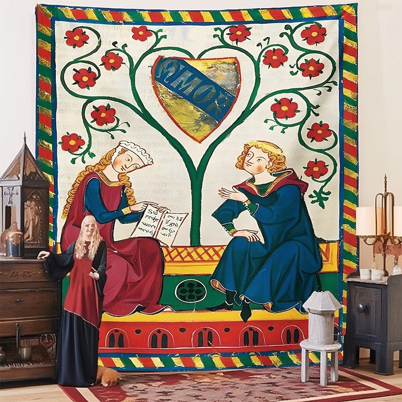 Medieval Tapestry Wall Art Large Middle Age Tapestry Mural Decor Photograph Backdrop Blanket Curtain Home Bedroom Living Room Decoration