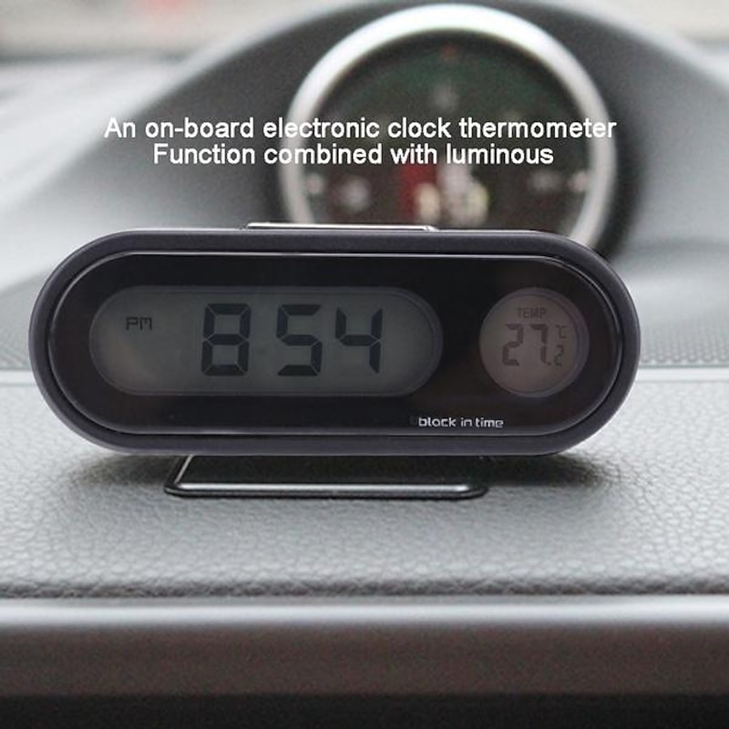 Car Digital Clock Electronic Thermometer Clock LCD Display Luminous Temperature Clock Mini car clock Electronic Clock car watch Auto Dashboard Clocks Luminous4