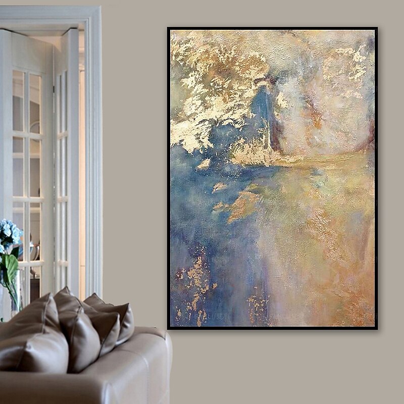 Large Size Oil Painting 100% Handmade Hand Painted Wall Art On Canvas Gold Purple Blue Cloud Abstract Modern Home Decoration Decor Rolled Canvas No Frame Unstretched4