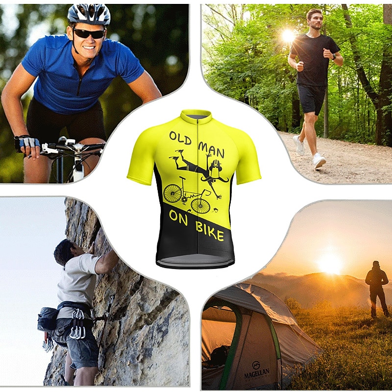 Men's Cycling Jersey Graphic Funny Short Sleeve Bike Jersey Top with 3 Rear Pockets Mountain Bike MTB Road Bike Cycling Quick Dry Reflective Strips Back Pocket Moisture Wicking Sports Black / Orange4