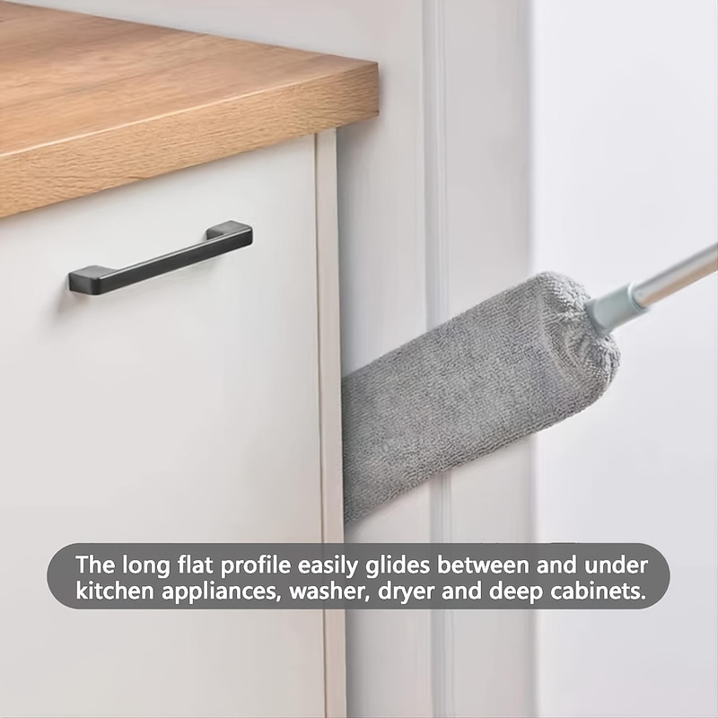 1pc Dust Cleaner, Microfiber Duster, Retractable Gap Dust Cleaning Artifact, Long Handle Microfiber Brush4