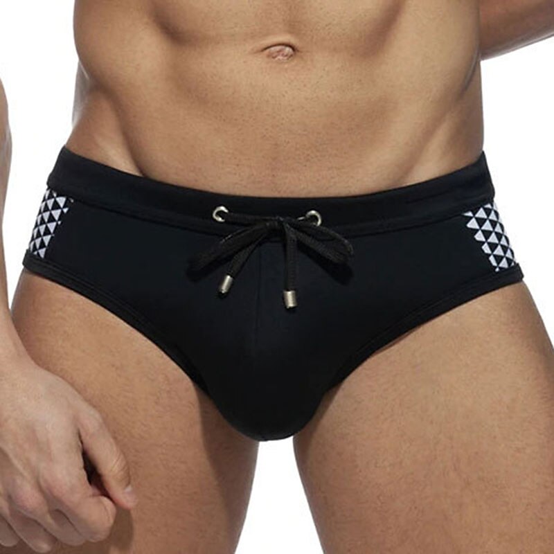 Men's Swimwear Swim Shorts Shorts Swim Briefs Print Geometry Comfort Breathable Outdoor Daily Going out Sports Hawaiian Black White4