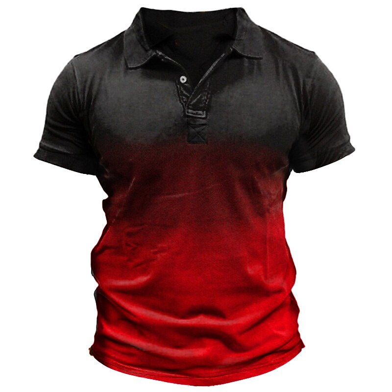 Men's Sport Polo Polo Shirt Casual Holiday Lapel Short Sleeve Fashion Basic Gradient Button Summer Regular Fit Wine White Gray Sport Polo2