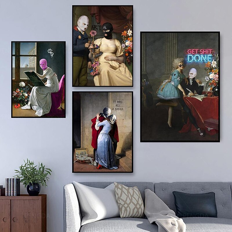 Vintage Canvas Painting Posters Masked Artist Criss Bellini Print Art Works For Home Wall Living Room Decoration Picture Cuadros2