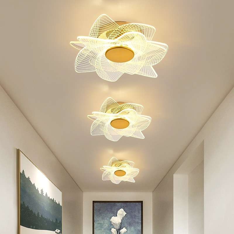 LED Ceiling Light 19cm Flower Design 1-Light Metal LED Flush Mount Lights Metal Modern Style Painted Finishes for Corridor 110-240V3