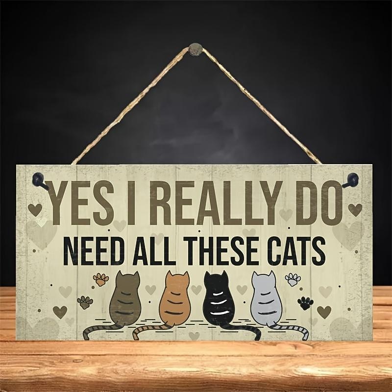 1pc, Funny Cats Signs Wooden Plaques With Sayings 