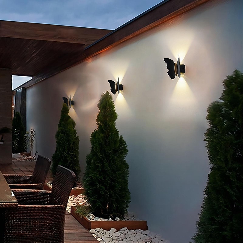 Wall lamp Outdoor Wall Light Butterfly Design 3000K 10W IP65 Waterproof Up and Down Light Modern Minimalist Aisle Stairs Courtyard gate Super Bright led Outdoor Wall Light Warm White3