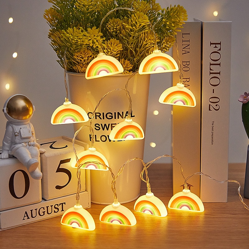 Rainbow Fairy Lights Garland LED String Christmas Tree Light Chain Night Lamp Patio Party Kids Bedroom Living Room Decor Gift