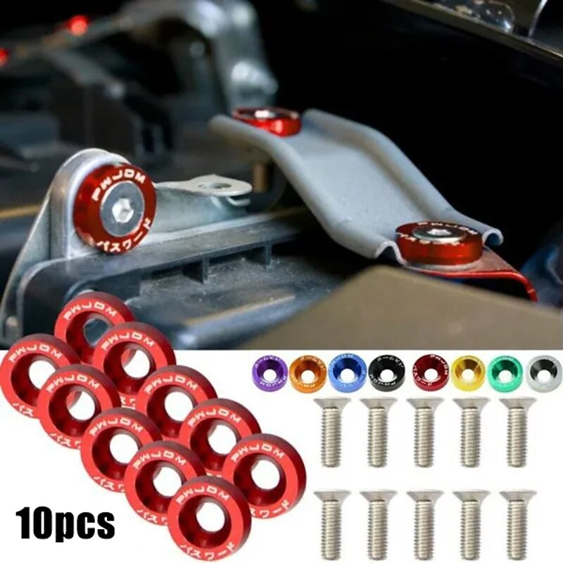10pcs Aluminum M6 X 20 Car Styling Modification Fender Washer License Plate Bolts Car Decoration