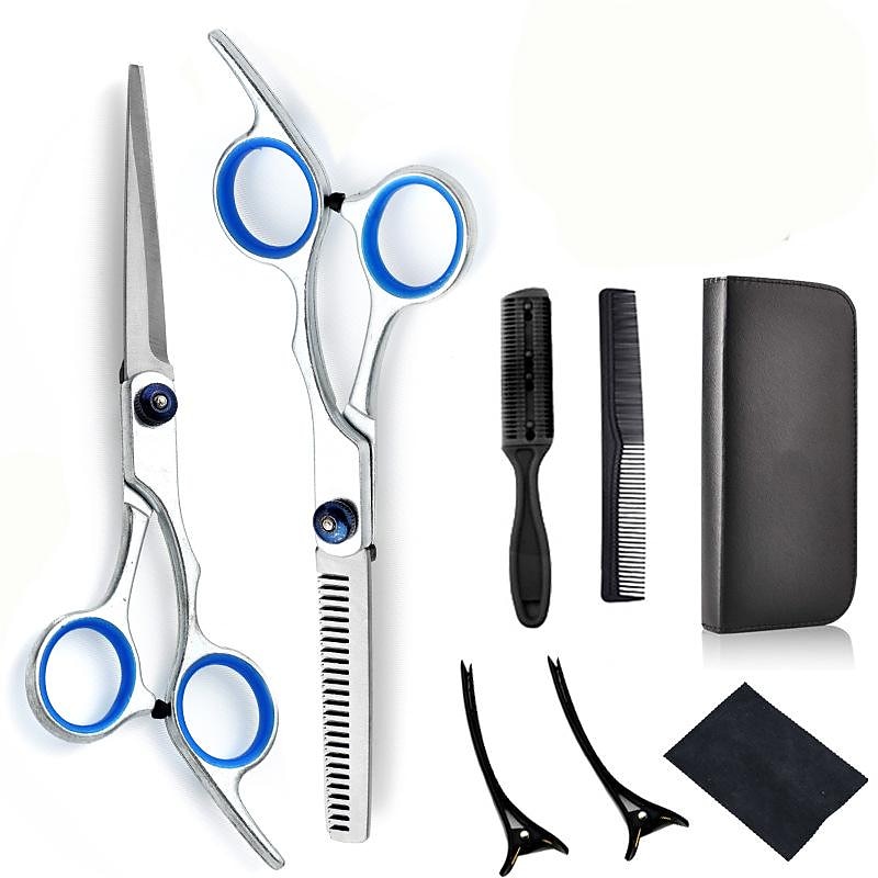 Hair Cutting Scissors Kits 10 Pcs Stainless Steel Hairdressing Shears Set Professional Thinning Scissors For Barber Home Use3