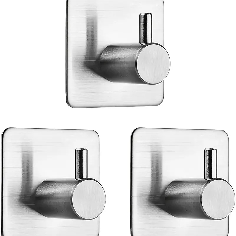 1/2pcs Adhesive Hooks Heavy Duty Wall Hooks Waterproof Stainless Steel Hooks For Hanging Coat Hat Towel Robe Hook Wall Mounted Rack For Bathroom And Bedroom3