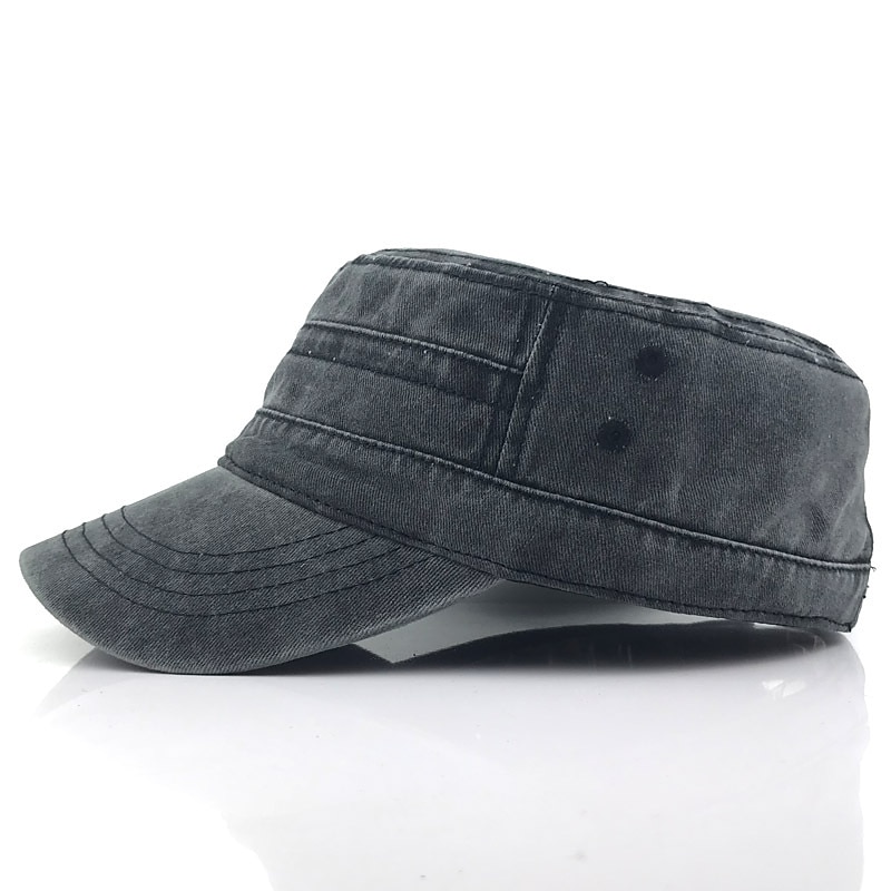 Men's Military Cap Cadet Hat Black Navy Blue Washed Cotton Pure Color Adjustable Daily Stylish Street Dailywear Vintage Sports Portable3