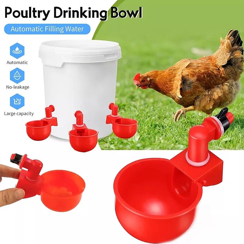 10pcs Chicken Drinking Cup Automatic Drinker Chicken Feeder Plastic Poultry Waterer Drinking Water Feeder for Chicks Duck Goose Quail2