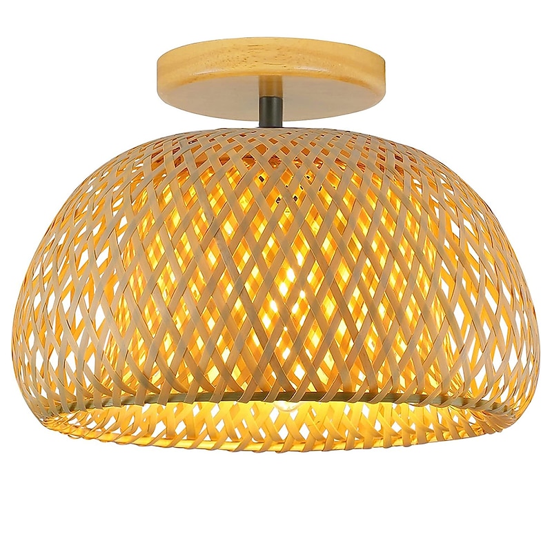 Creative Handmade Bamboo Weaving Natural Wind Ceiling Chandelier E27/E26 Base Ceiling Lighting Hanging Lamp Suitable for Study Coffee Shop Restaurant Rar AC110V AC220V4