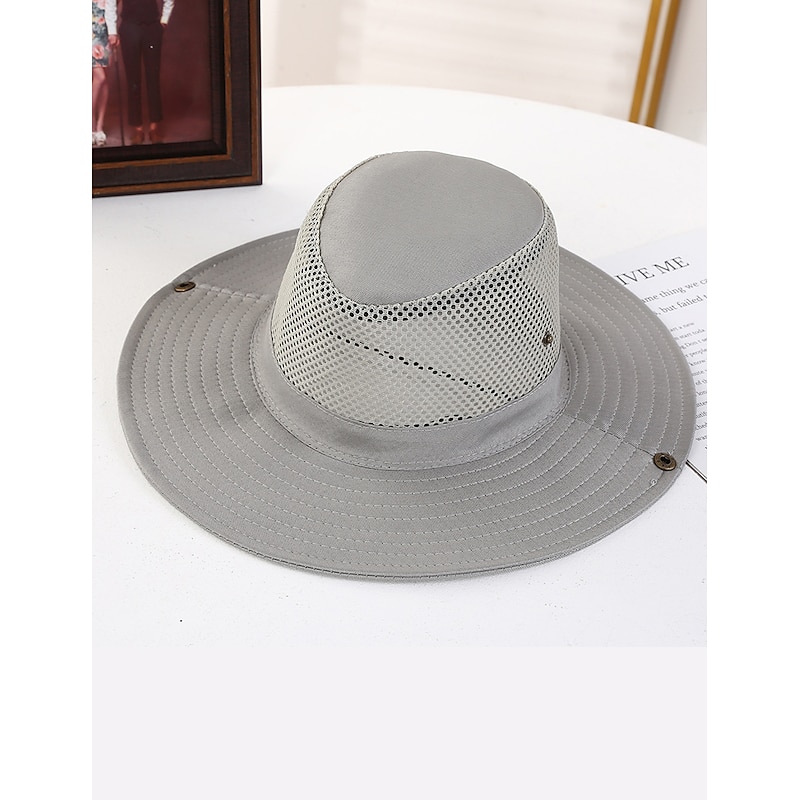 Men's Bucket Hat Sun Hat Fishing Hat Boonie hat Hiking Hat Black Dark Navy Cotton Mesh Wide Brim Stylish Casual Daily Outdoor clothing Holiday Plain UV Sun Protection Sunscreen4