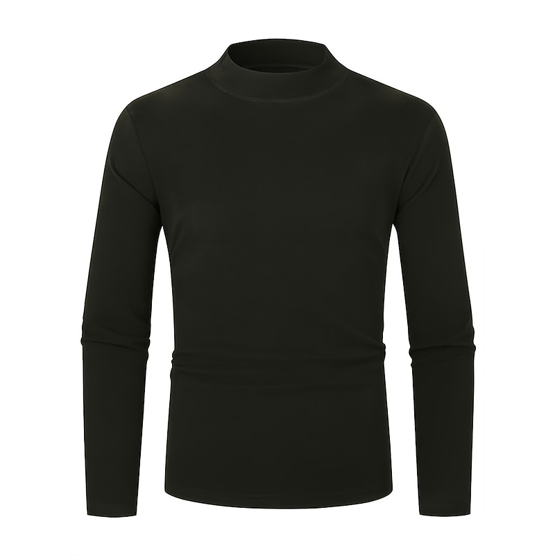 Men's T Shirt Tee Top Long Sleeve Shirt Long Sleeve Turtleneck Summer Plain Fashion Designer Basic Vacation Street Going out Black Navy Blue Blue Top Tee for Men4