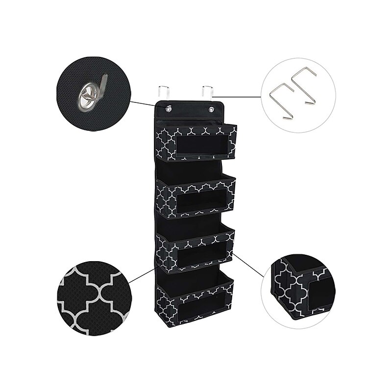Four Grid Non-woven FabricPVC Wardrobe Hanging Storage Hanging Bag Door Storage Hanging Wall Mobile Phone Storage Bag Hanging Crib Underwear Hanging Storage Bag3