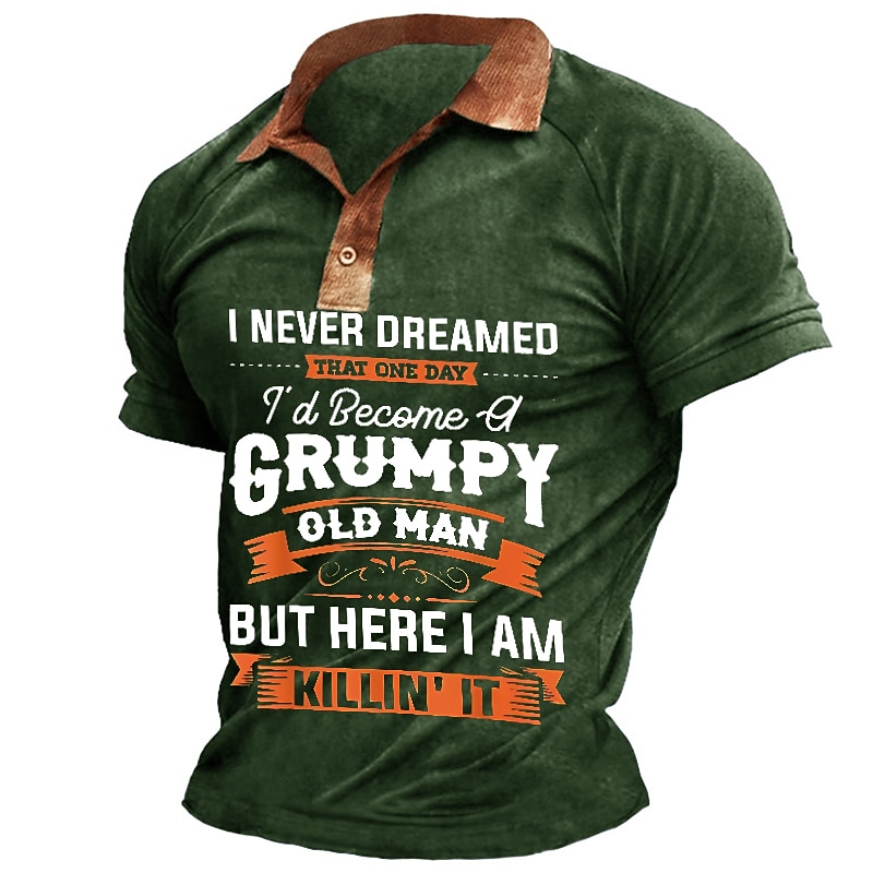 Grumpy Old Man Killin' It Men's Polo Shirt | Funny Short Sleeve Graphic Tee for Lifestyle Humor2