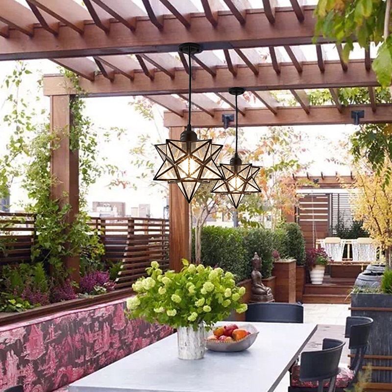 LED Pendant Lights Brass/Black Moravian Starseed Pendant Light Fixture, 11"2