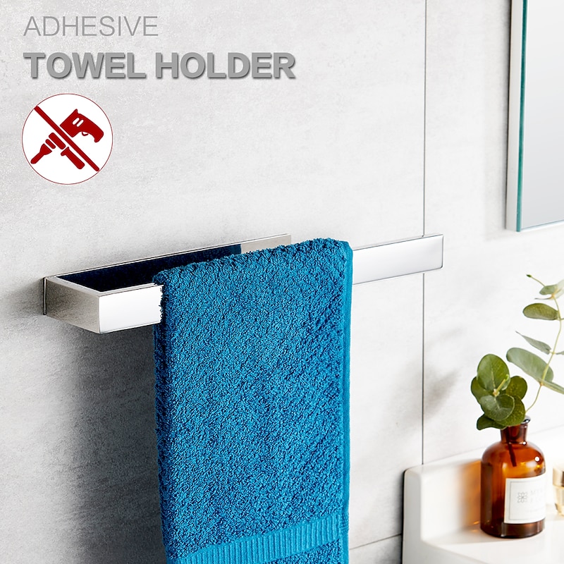 Adhesive Towel Holder, Towel Rail Stainless Steel Wall mounted, Bathroom Towel Rack 35cm, Towel Bar for Bath - Main Image