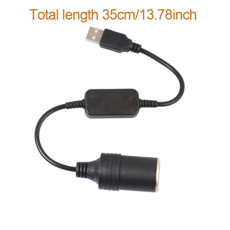 Converter Adapter Wired Controller USB Port to 12V Car Cigarette Lighter Socket Female Power Cord3