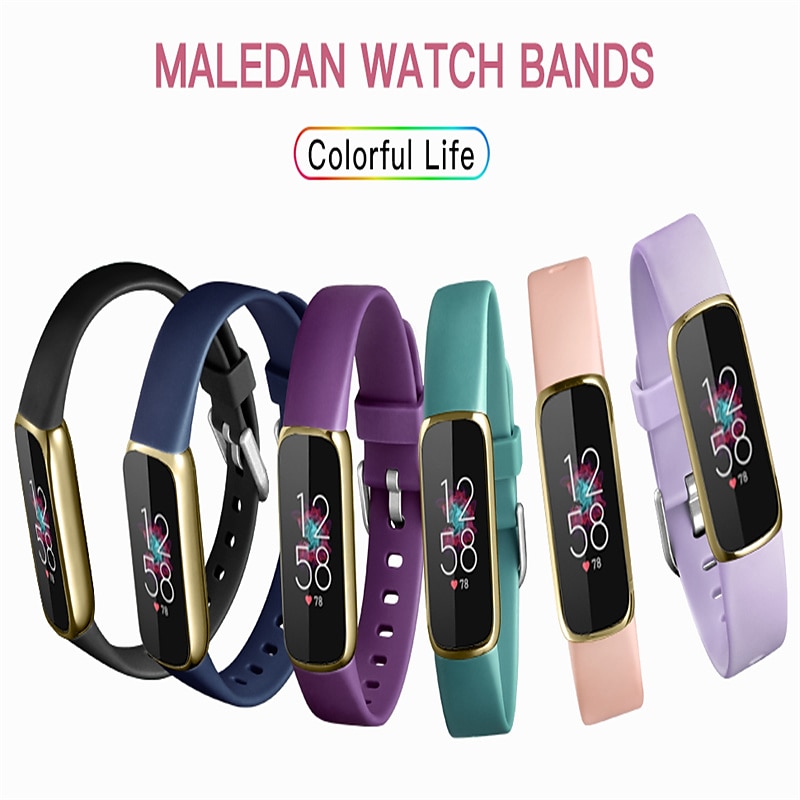 6 Pack Smart Watch Band Compatible with Fitbit Luxe Soft Silicone Smartwatch Strap Adjustable Solo Loop Women Men Sport Band Replacement  Wristband3