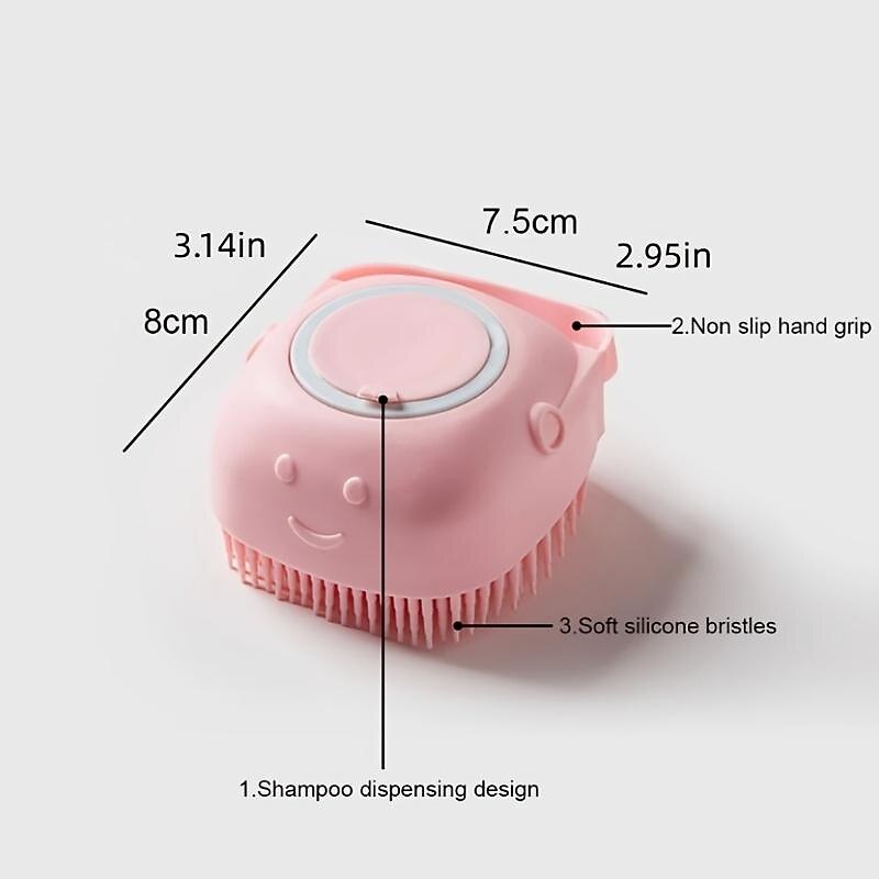 Dog Bath Brush, Softness Silicone Pet Brush For Dog &amp; Cat, Dog Hair Massage Bath Brush With Shower Gel Dispenser2