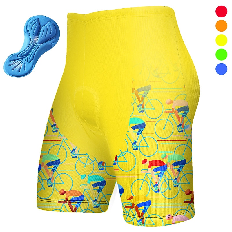 Men's Graphic Cycling Shorts Bike Padded Shorts / Chamois Bottoms Mountain Bike MTB Road Bike Cycling Sports 3D Pad Quick Dry Moisture Wicking Breathable Black Yellow Spandex Clothing Apparel Bike