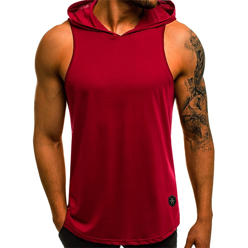 Men's Tank Top Vest Top Undershirt Sleeveless Shirt Sleeveless Hooded Summer Plain Camouflage Fashion Streetwear Muscle Sports & Outdoor Athleisure Gym Black White Wine Top Tee for Men2