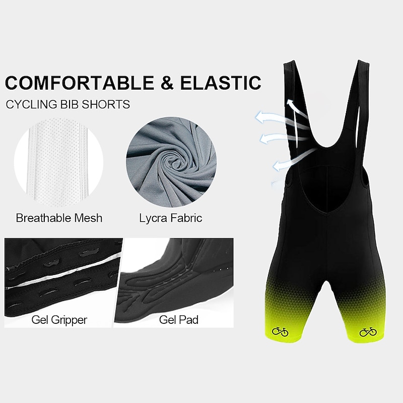 Men's Cycling Jersey with Bib Shorts Short Sleeve Mountain Bike MTB Road Bike Cycling Black Red Blue Graphic Gradient Bike Clothing Suit 3D Pad Breathable Quick Dry Back Pocket Polyester Spandex3