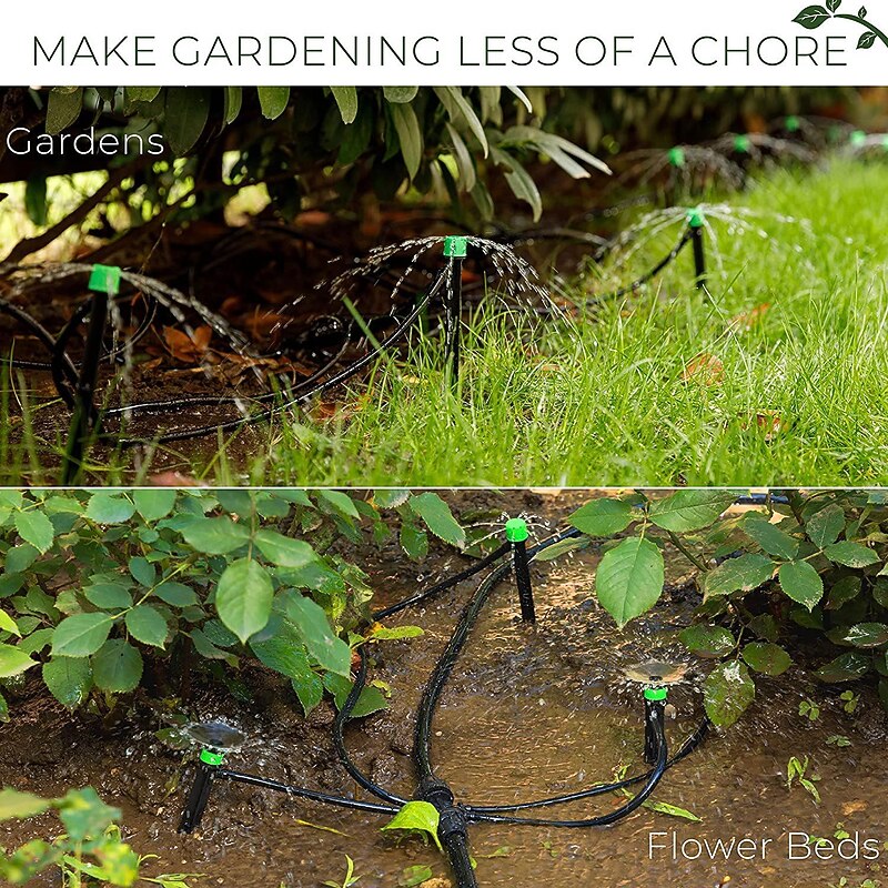 Drip Irrigation Kit - Adjustable Premium Garden Watering System for Raised Garden Bed, Yard, Lawn or Indoor - Complete Irrigation System with Drip Emitters, 1/4 Tubing and Drip Connectors3