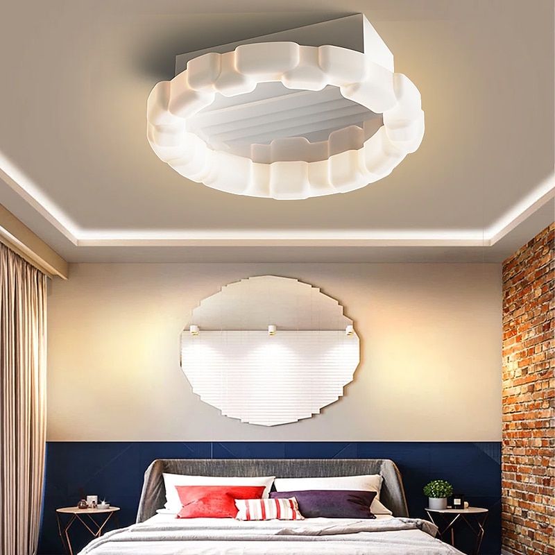 Ceiling Fans with Lights Flush Mount Low Profile Indoor Ceiling Fan,19.5" Dimmable Bladeless Ceiling Fans with Remote Control,Smart 3 Colors 6 Speeds Reversible4