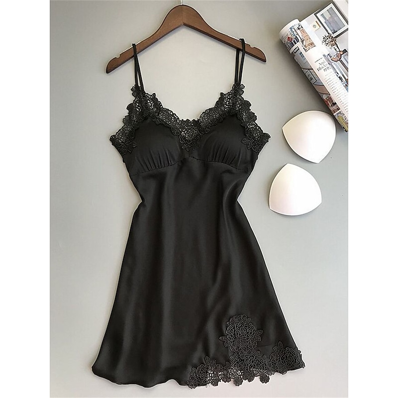 Women's Valentine Leopard Night Dress Sexy Lingerie Chemises Negligees Dress Pure Color Lovers Hot Comfort Home Bed Breathable Straps Sleeveless Backless Summer Spring Home Outfits Date Night Outfit