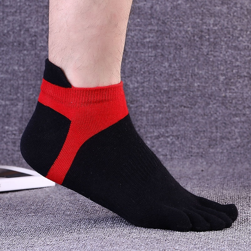 Men's 3 Pairs Ankle Socks Sport Socks / Athletic Socks Toe Socks Low Cut Socks Black Yellow Color Color Block Daily Wear Vacation Weekend Patchwork Medium Summer Spring &  Fall Stylish Casual3