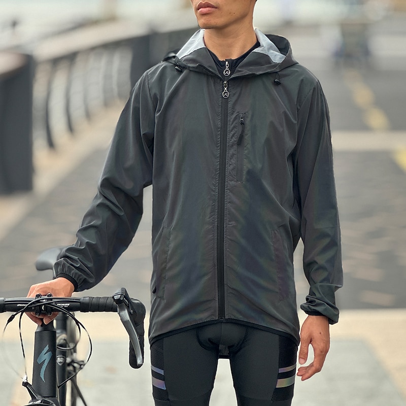 WOSAWE Men's cycling and running hooded colorful reflective jacket windproof and waterproof jacket3