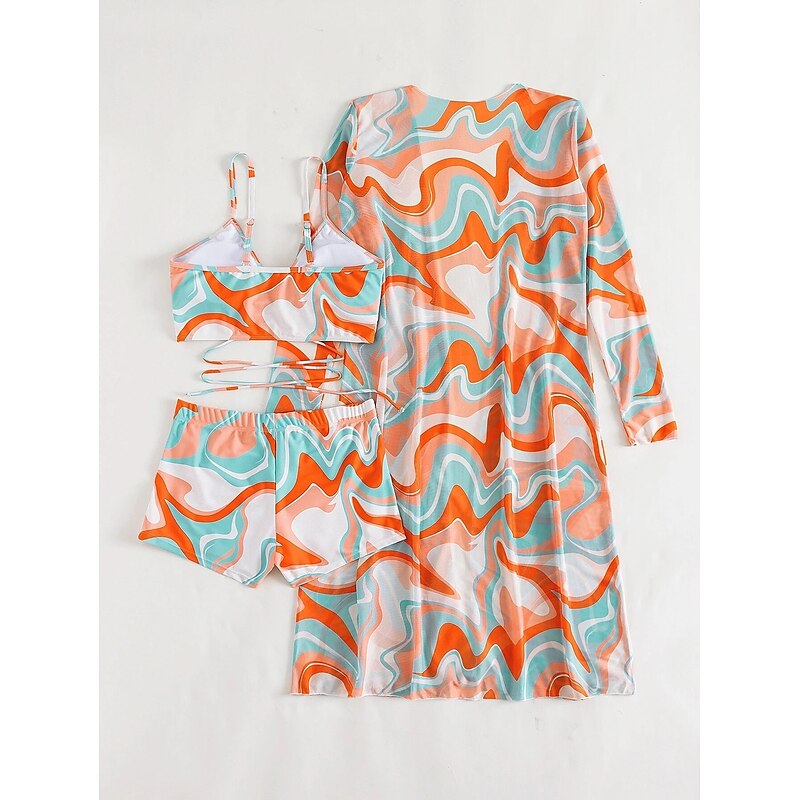 Women's Normal Swimwear Bikini Swimsuit 3-Piece Printing Beach Wear Push Up Graphic Sleeveless Bathing Suits4