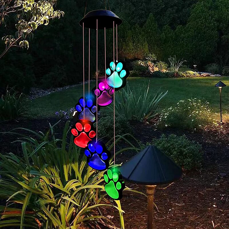 Solar Powered Dog Paw Lights Wind Chimes Cat Paw Footprint Lights Outdoor Yard Decorative Lights Led Lights3